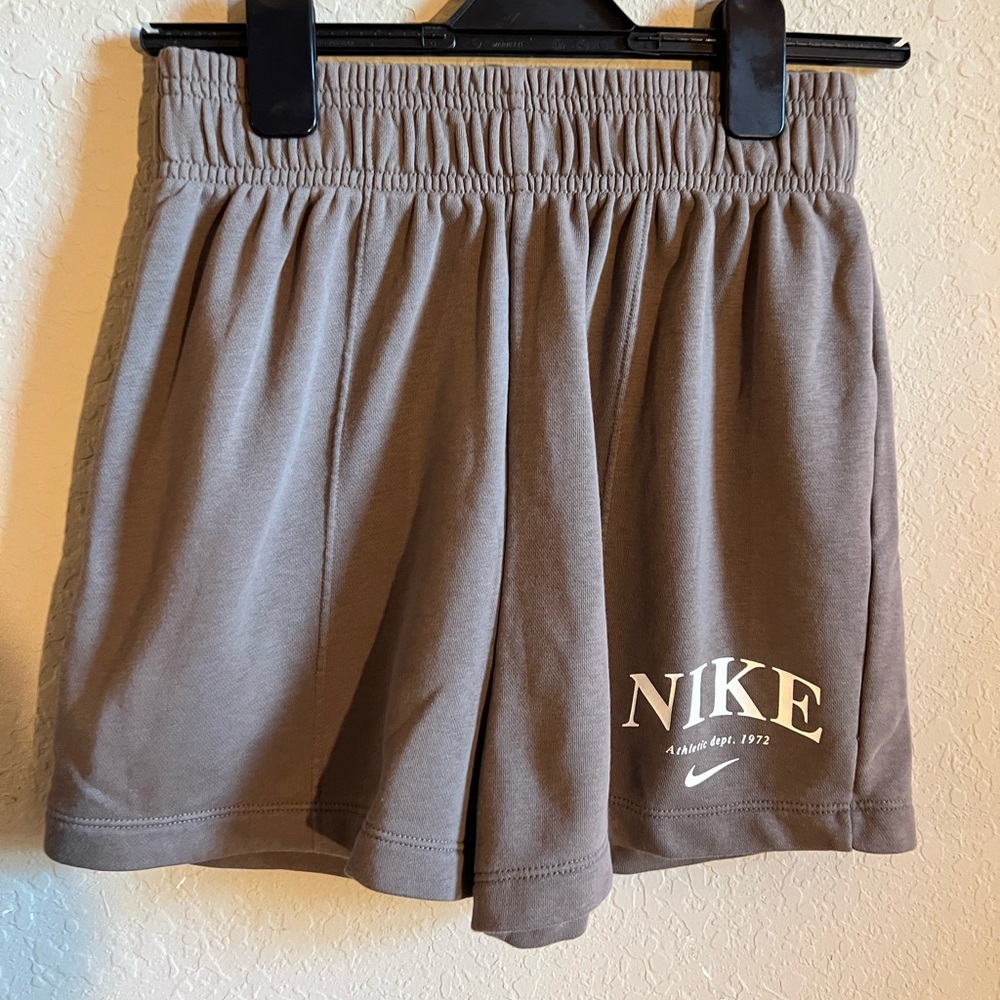 Women's Fleece Nike Shorts Brown Size Small - Vintage Style Logo